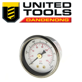Quality Compressor Pressure Gauge 40mm 0-145 psi (1000kpa) 1/8 bsp Rear mount P/n 1610750