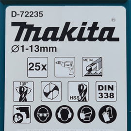 MAKITA HSS-TIN DRILL BIT ECO SET 25PC   D-72235