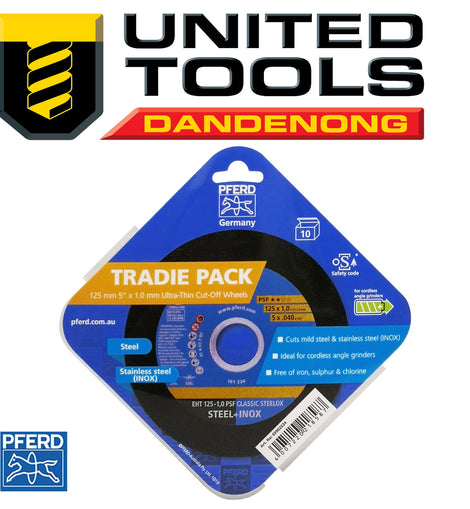 PFERD CUT-OFF WHEEL TRADIE PACK - G/P - 10PK ULTRA THIN - CLASSIC STEELOX (5