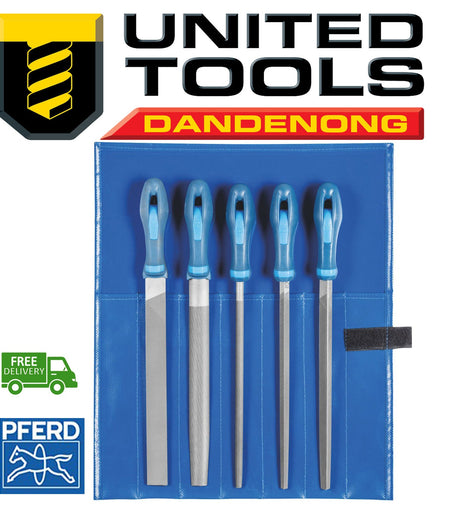 PFERD 5PC 2nd CUT FILE SET  IN ROLL CASE P/N 11801542 INC FREE DELIVERY