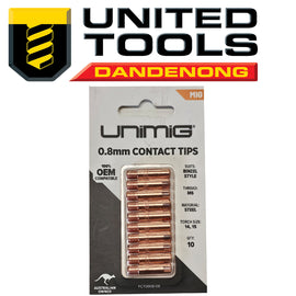 UNIMIG BINZEL STYLE CONTACT TIPS 0.8MM PACK OF 10 P/n PCT0008-08