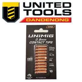 UNIMIG BINZEL STYLE CONTACT TIPS 0.9MM PACK OF 10 P/n PCT0008-09