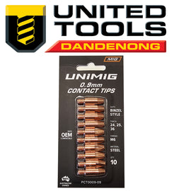 UNIMIG BINZEL STYLE CONTACT TIPS 0.9MM PACK OF 10 P/n PCT0009-09