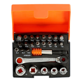 Bahco 1/4" Standard Bit and Socket Set for Slotted/Phillips/Pozidriv/TORX P/n 2058/S26