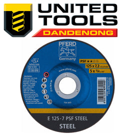 PFERD GRINDING WHEEL GP DEPRESSED CENTRE x 10 - STEEL - 125MM p/n 62012634