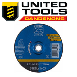 PFERD GRINDING WHEELS GP DEP CENTRE - STEEL / INOX - 230MM x 10 P/n 62023640