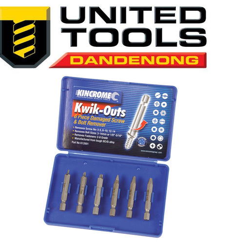 KINCROME KWIK-OUTS DAMAGED SCREW & BOLT REMOVER 6 PIECE P/N K12001