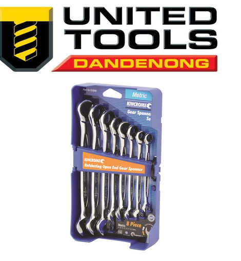 KINCROME METRIC COMB RATCHETING OPEN END GEAR SPANNER SET P/N K3098 INC FREE DELIVERY