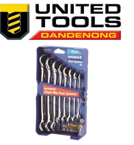 KINCROME METRIC COMBINATION GEAR SPANNER SET 8 PIECE P/N K3100 INC FREE DELIVERY