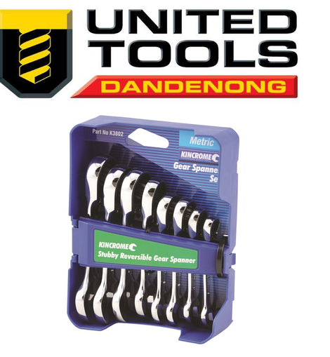 KINCROME COMBINATION STUBBY GEAR SPANNER SET 8 PIECE P/N K3802 INC FREE DELIVERY