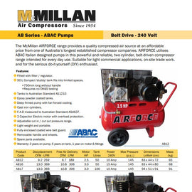 AB12 Mcmillan 50l Air compressor 240V 10AMP